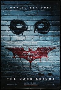 5s220 DARK KNIGHT teaser DS 1sh 2008 why so serious? cool graffiti image of the Joker's face!