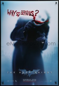5s219 DARK KNIGHT teaser DS 1sh 2008 cool image of Heath Ledger as the Joker, why so serious?