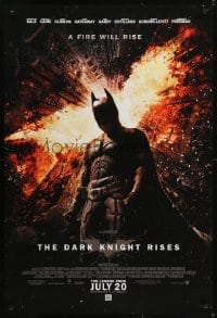 5s222 DARK KNIGHT RISES advance DS 1sh 2012 Christian Bale as Batman, a fire will rise!