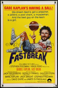 5s303 FAST BREAK 1sh 1979 basketball, Gabe Kaplan's having a ball, cool Jack Davis art!