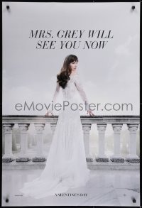 5s312 FIFTY SHADES FREED teaser DS 1sh 2018 sexy image of Dakota Johnson standing on balcony!