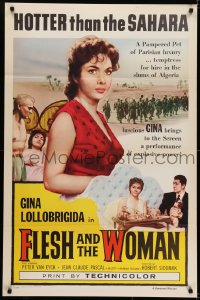 5s321 FLESH & THE WOMAN 1sh 1958 sexy Gina Lollobrigida is hotter than the Sahara!