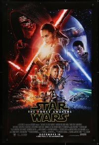 5s324 FORCE AWAKENS int'l advance DS 1sh 2015 Star Wars: Episode VII, Ford, Fisher, cool montage!