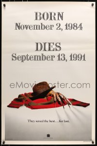 5s331 FREDDY'S DEAD style A teaser 1sh 1991 cool image of Krueger's sweater, hat, and claws!