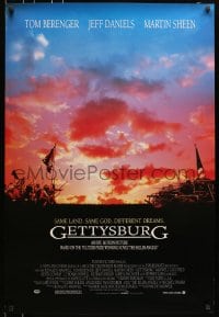 5s345 GETTYSBURG DS 1sh 1993 Tom Berenger, Jeff Daniels, cool image of Civil War battle!