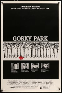 5s363 GORKY PARK 1sh 1983 William Hurt, Lee Marvin, cool bloody snow in trees art over top cast!