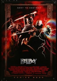 5s407 HELLBOY int'l advance DS 1sh 2004 Perlman, Guillermo del Toro, great image of the villains!