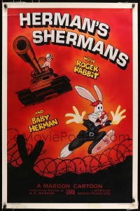 5s410 HERMAN'S SHERMANS Kilian 1sh 1988 great image of Roger Rabbit running from Baby Herman in tank!