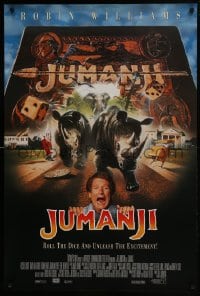 5s461 JUMANJI int'l DS 1sh 1995 Robin Williams, Hunt & Kirsten Dunst, it's a jungle in here!