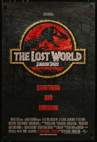 5s463 JURASSIC PARK 2 advance DS 1sh 1997 Steven Spielberg, classic logo with T-Rex over red background!