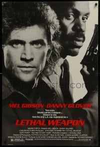 5s510 LETHAL WEAPON 1sh 1987 great close image of cop partners Mel Gibson & Danny Glover!