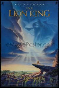 5s518 LION KING DS 1sh 1994 Disney Africa, John Alvin art of Simba on Pride Rock with Mufasa in sky