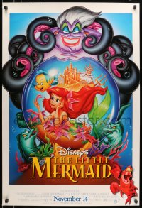 5s520 LITTLE MERMAID advance DS 1sh R1997 great images of Ariel & cast, Disney cartoon!