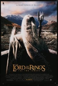 5s534 LORD OF THE RINGS: THE TWO TOWERS advance DS 1sh 2002 Christopher Lee as Saruman!
