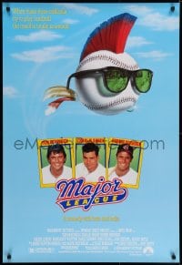 5s552 MAJOR LEAGUE 1sh 1989 Charlie Sheen, Tom Berenger, wacky art of baseball with mohawk!