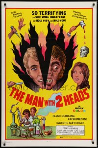 5s558 MAN WITH TWO HEADS 1sh 1972 William Mishkin horror, shudder in the house of degradation!