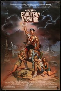 5s610 NATIONAL LAMPOON'S EUROPEAN VACATION 1sh 1985 Chevy Chase, wacky fantasy art by Vallejo!