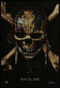 5s660 PIRATES OF THE CARIBBEAN: DEAD MEN TELL NO TALES teaser DS 1sh 2017 gold skull & crossbones!