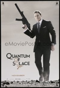 5s690 QUANTUM OF SOLACE teaser 1sh 2008 Daniel Craig as Bond with H&K submachine gun!