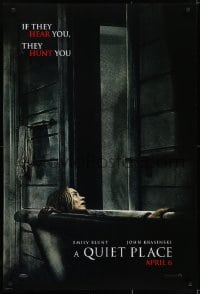 5s692 QUIET PLACE teaser DS 1sh 2018 completely creepy image of Emily Blint in bathtub & ghost!