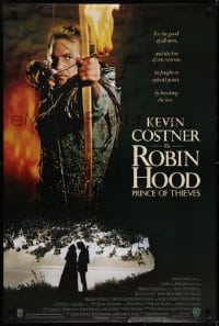 5s723 ROBIN HOOD PRINCE OF THIEVES DS 1sh 1991 cool image of Kevin Costner w/flaming arrow!