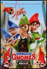 5s764 SHERLOCK GNOMES advance DS 1sh 2018 Blunt, Johnny Depp in the title role, wacky cast!