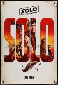 5s789 SOLO int'l French language teaser DS 1sh 2018 A Star Wars Story, Ehrenreich, art of top cast!