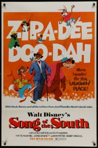 5s792 SONG OF THE SOUTH 1sh R1972 Walt Disney, Uncle Remus, Br'er Rabbit & Bear, zip-a-dee doo-dah!