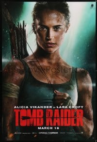 5s888 TOMB RAIDER teaser DS 1sh 2018 sexy close-up image of Alicia Vikander as Lara Croft!