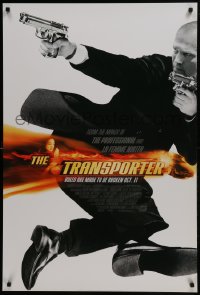 5s901 TRANSPORTER style A advance 1sh 2002 cool action image of Jason Stratham w/two guns!