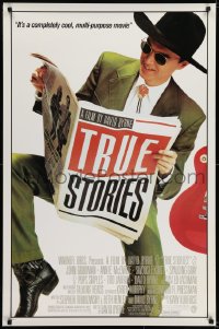 5s906 TRUE STORIES style B 1sh 1986 giant image of star & director David Byrne reading newspaper!