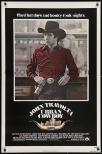 5s925 URBAN COWBOY 1sh 1980 great image of John Travolta in cowboy hat with Lone Star beer!