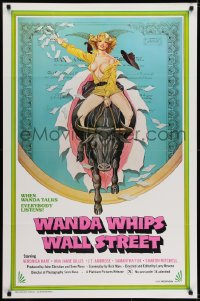5s936 WANDA WHIPS WALL STREET 1sh 1982 great Tom Tierney art of Veronica Hart riding bull, x-rated!