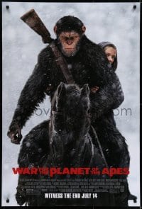 5s941 WAR FOR THE PLANET OF THE APES style D advance DS 1sh 2017 Caesar and Miller on horseback!