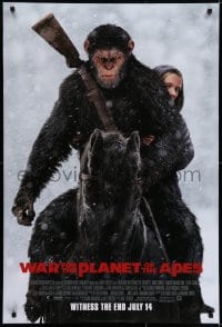 5s942 WAR FOR THE PLANET OF THE APES style D int'l advance DS 1sh 2017 Caesar & Miller on horseback!