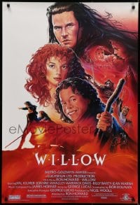 5s958 WILLOW 1sh 1988 Ron Howard directed, John Alvin art of Val Kilmer, Warwick Davis & Whalley!