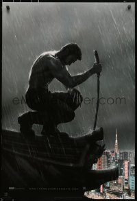 5s970 WOLVERINE style B int'l teaser DS 1sh 2013 barechested Jackman kneeling on rooftop in rain!
