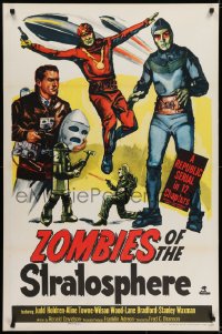 5s998 ZOMBIES OF THE STRATOSPHERE 1sh 1952 cool art of aliens with guns including Leonard Nimoy!