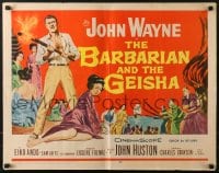 5t527 BARBARIAN & THE GEISHA 1/2sh 1958 John Huston, art of John Wayne with torch & Eiko Ando!