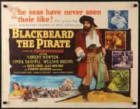 5t556 BLACKBEARD THE PIRATE style A 1/2sh 1952 great close-up art of Robert Newton in the title role!