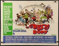 5t574 BUSY BODY 1/2sh 1967 William Castle, great wacky art of entire cast by Frank Frazetta!