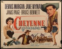 5t582 CHEYENNE style B 1/2sh 1947 smoking Dennis Morgan w/six-shooter, Jane Wyman, Janis Page!