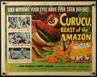 5t598 CURUCU, BEAST OF THE AMAZON style B 1/2sh 1956 Universal horror, monster art by Reynold Brown!