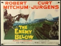 5t623 ENEMY BELOW 1/2sh 1957 cool art of Robert Mitchum & Curt Jurgens in the U.S. Navy!