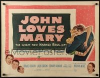 5t707 JOHN LOVES MARY 1/2sh 1949 Ronald Reagan, Jack Carson, Patricia Neal, romantic artwork!