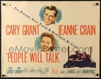5t814 PEOPLE WILL TALK 1/2sh 1951 great artwork of Cary Grant who loves pretty Jeanne Crain!