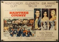 5t839 RAINTREE COUNTY style A 1/2sh 1957 art of Montgomery Clift, Elizabeth Taylor & Saint!