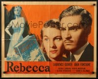 5t840 REBECCA 1/2sh R1956 Alfred Hitchcock, close up of Laurence Olivier & pretty Joan Fontaine!