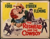 5t843 REDHEAD & THE COWBOY style A 1/2sh 1951 romantic close up of Glenn Ford & Rhonda Fleming!