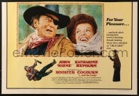 5t856 ROOSTER COGBURN 1/2sh 1975 great art of John Wayne with eye patch & Katharine Hepburn!